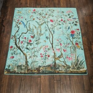 Silk Scarf Floral and Bird Print